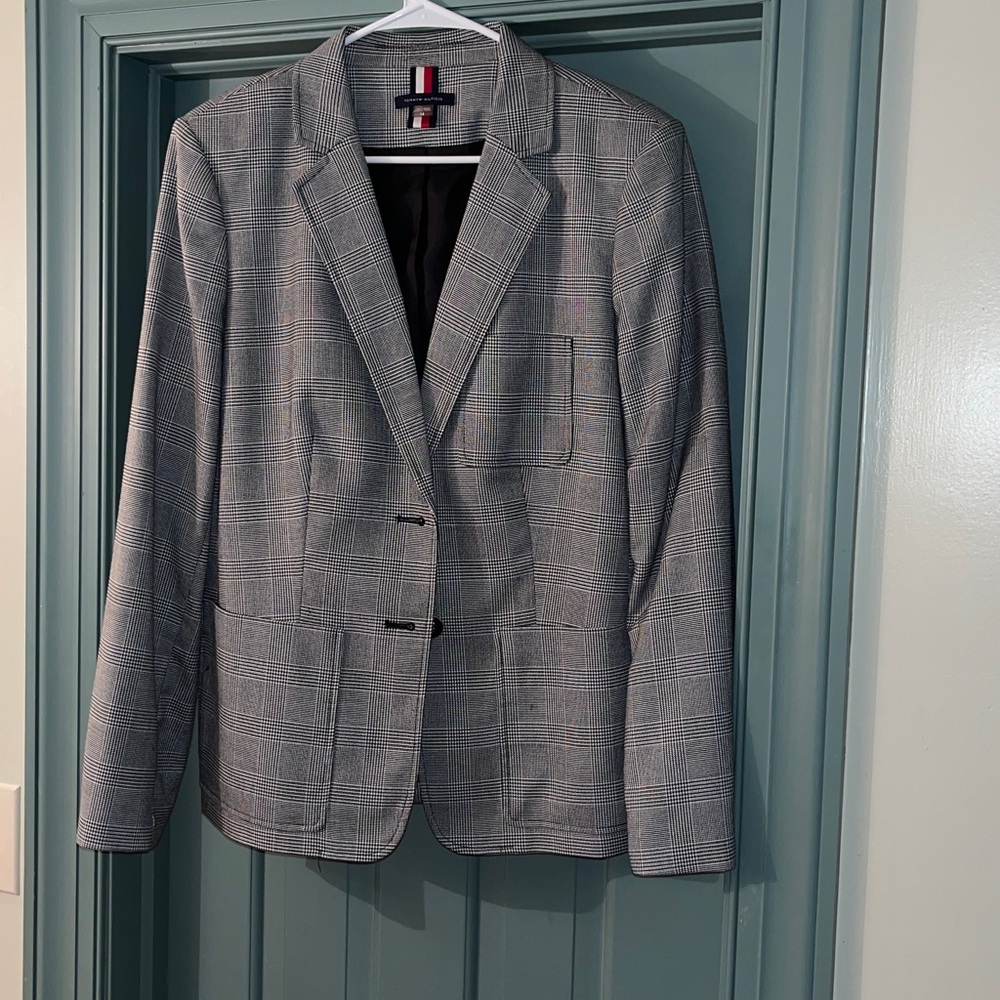 Tommy Hilfiger Black and White Houndstooth Blazer